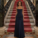 FDYOUI New Fashion Sleeveless Bandage Long Evening Dresses for Women 2026 Spaghetti Strap Lace-up Tunics Folds Party Prom Dress