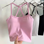 Women's Slim Fit Nude Sports Bra Yoga Fitness Vest Skin Friendly Pilates Top Beautiful Back Design Suspension Yoga Fitness Top
