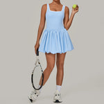 Tennis Dress for Women with Built in Shorts Womens Athletic Dresses Sleeveless Boat Neck Active Workout Skort Dress