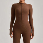 Women's Jumpsuits One-Piece Suit Yoga Set Zipper Long Sleeve Gym Push Up Workout Clothes Fitness Bodysuit Sportswear Tracksuit