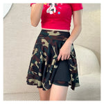 Women Flared Skirts Summer Basic Skirt Fashion Dancer Uniform Versatile Black Safety Pants Skirt Elastic Pleated Skirt Long 45CM