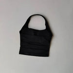 Seamless Halter Neck Yoga Tank Tops for Women Built-in Bra Padded Gym Top Sleeveless Shirt Fitted Backless Workout Clothes
