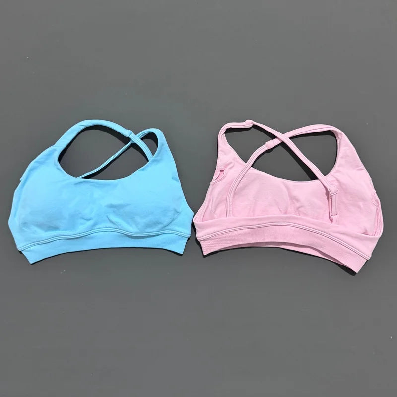 HISTELLO Impacts Asymmetric Sports Bra Women Seamless Yoga Underwear Adjustable Backless Halter Top Workout Running Gym Bra