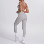 Women's Seamless Yoga Set Cross Back Sports Bra & High Waist Booty Lifting Yoga Leggings Gym Running Fitness Workout Outfit