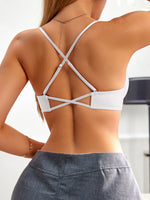 Single-Piece Everyday Solid Color Simple Bra Front-Clasp Knitted Push up Bra Sexy Cross-Strap Decorative Back Design Women's Bra