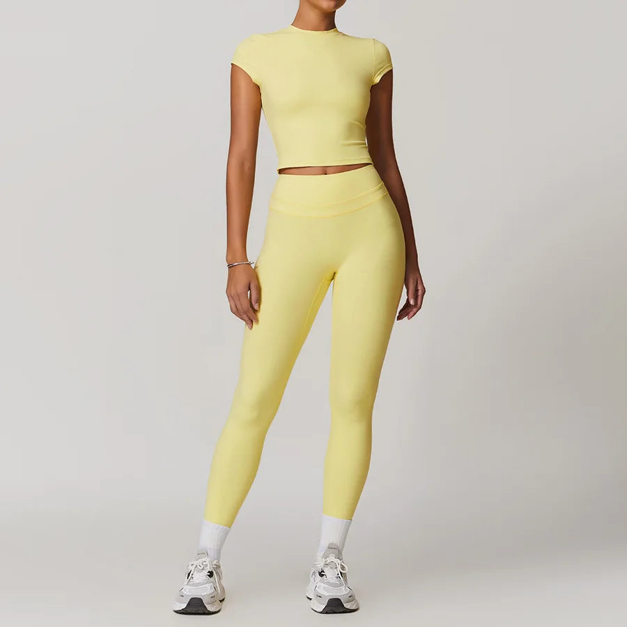 Yoga Set 2PCS Women Tracksuit Nude Feeling Workout Sets Gym Clothes Push Up Fitness Running Sportwear Sport Bra Leggings Suit