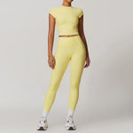 Yoga Set 2PCS Women Tracksuit Nude Feeling Workout Sets Gym Clothes Push Up Fitness Running Sportwear Sport Bra Leggings Suit