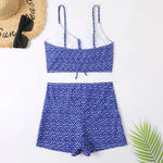 High Waist Bikini Swimsuit Women 2024 Floral Print Swim Suits Drawstring Front Shorts Boxers Swimwear Trunks Pool Bathing Suit