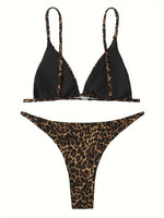 2024 Micro Leopard Bikini Women High CutBandage Push Up Swimsuit Sexy Bathing Suit Padded Thong Swimwear,summer Beach Vacation