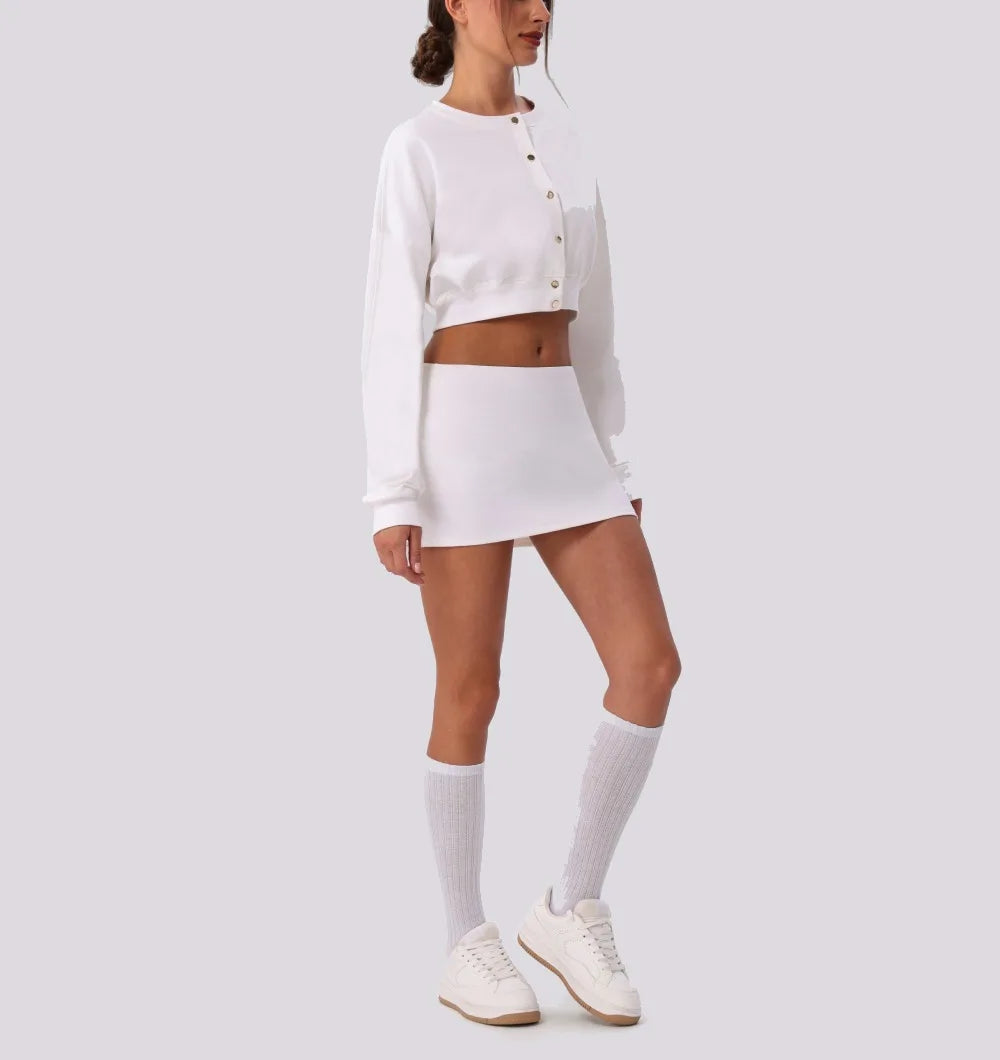 Spring Summer Button-Up Long-Sleeved Sports Jacket Outdoor Front Button Fitness Yoga Workout Coat Gym ActiveWear Top