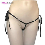 DEKA Women's Panties Swimming Open Crotchless Pearl Mini Micro Bikini Thongs G-Strings Swimsuit Briefs Exotic Lingerie Underwar