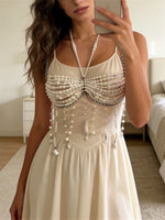 Women Chain Corset Camis for Clothes Dress Decor Pearls Tassel Body Jewelry Elegant Vest Clubwear 2026 Summer