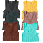 Summer Crop Top Women V-Neck Tanks Sexy Lingerie Sleeveless Short Tee Rib Fitness Underwear Sport Seamless Bra Tops Camisole