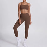 Women's Seamless Yoga Set Cross Back Sports Bra & High Waist Booty Lifting Yoga Leggings Gym Running Fitness Workout Outfit
