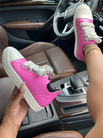 2025 Big Size 44 Women's Platform Skate Shoes Fashion Summer Black Pink Red Lace-up Men Sporty Vulcanize Casual Flat Shoes
