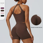 Women 2 Piece Yoga Set Cloud Feel Quick Dry Sports Vest Butt Lifting Shorts Stretch Tight Fitness Workout Running Sports Suit
