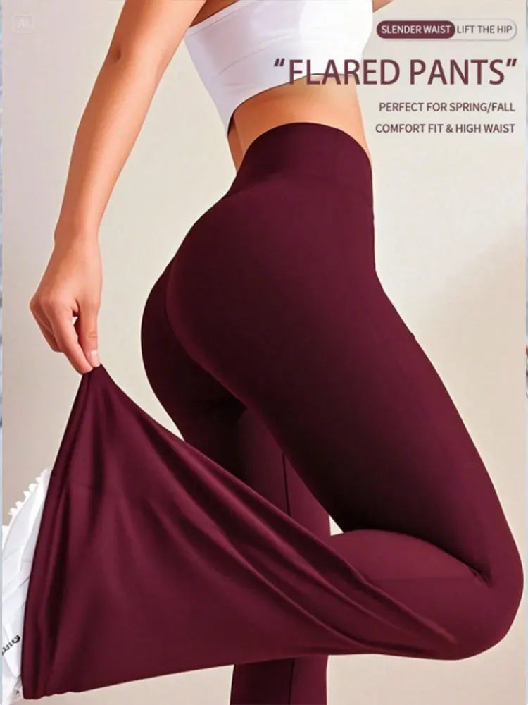 Nude Tight Yoga Pants High Waist Wide Leg Flared Trousers Spring And Summer Running Fitness Sportswear Plus Size Leggings Jeans