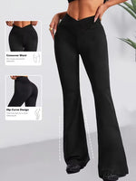 Womens New Spring Autumn Flare Pants V Shaped Cross Waist Wide Leg Trousers Elegant Loose Women Long Sweatpants For Slim Figures