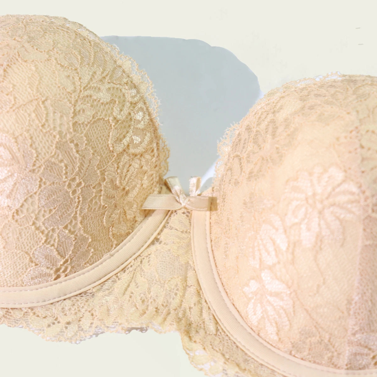 BEAUWEAR Half Cup Demi Bra with Frosted Transparent Straps Plain Lace Lingerie Backless Invisible Bra for Party Wedding