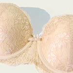 BEAUWEAR Half Cup Demi Bra with Frosted Transparent Straps Plain Lace Lingerie Backless Invisible Bra for Party Wedding