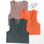Deep V-Neck Crop Top 18 Colors Slim Fit Tank Stretchy Sleeveless Crop Vest Casual Ribbed Knit Top Low Cut Summer Camisole M-XL