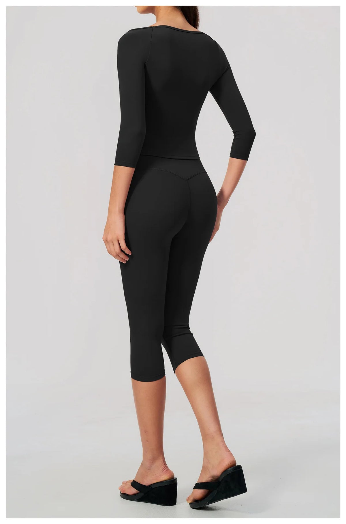 Fashion Mid Sleeve T-shirt Yoga Suits Tight Fitting Slim Sports Tops High Waist Peach Hip Mid Pants Gym Running Fitness Outfits
