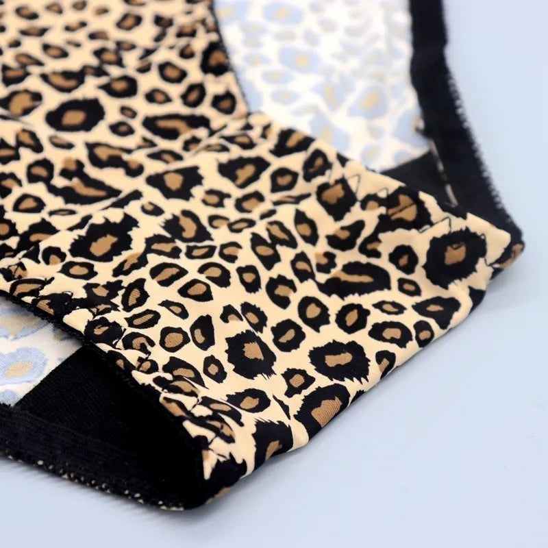 Beauwear Middle Waist Leopard Women Clothing Short Panties Sexy Lace Briefs Plus Size Female Underwear Sexy Lingeires for Ladies