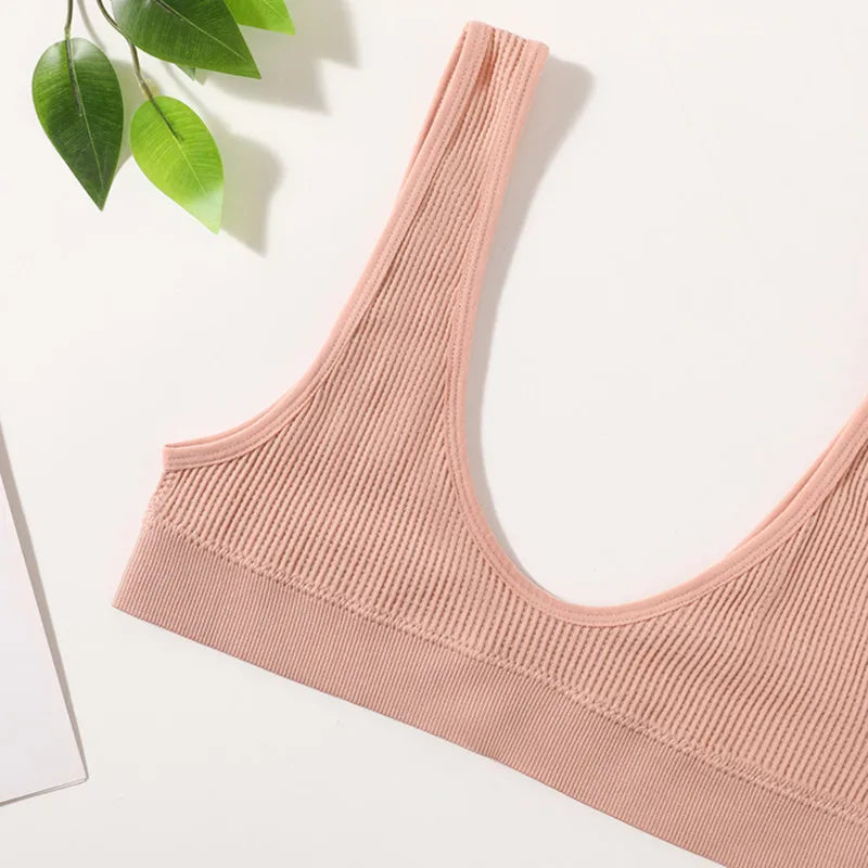 Ribbed Seamless U-Back Bralette Women's Push Up Tube Tops Wire Free Plunge Underwear Sexy Lingerie Small Cup Intimates M-XL