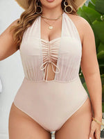VigoJany 2026 Solid Patchwork Plus Size Swimwear Women Push Up Hollow Large One Piece SwimsuitBeach Chubby Big Bathing Suit