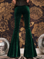 new European and American high-waisted slim shiny silver drape gold velvet bell-bottom casual pants