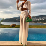 Long Sleeve Pants Halter High Cut Bikini Female Swimsuit Women Swimwear Four-pieces Bikini set Bather Bathing Suit Swim V4860