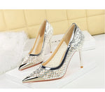 BIGTREE 2026 Fashion Metal Decoration Mesh Hollow Pointed Toe Woman Pumps Thin Heels Party Ladies Shoes Zapatillas De Mujer