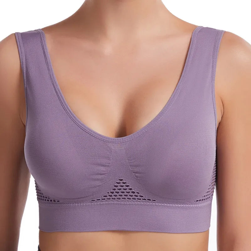 Shockproof Sports Yoga Bra for Women Removable Breast Pad S-7XL Sexy Elastic Back Cotton Sleep Bra Comfortable Sleepwear Top