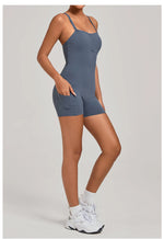 Womens Two Way Wear Bodysuit Sleeveless Yoga Stretch One Piece Romper Sexy Fitness Side Pockets Sportwears Bodysuit