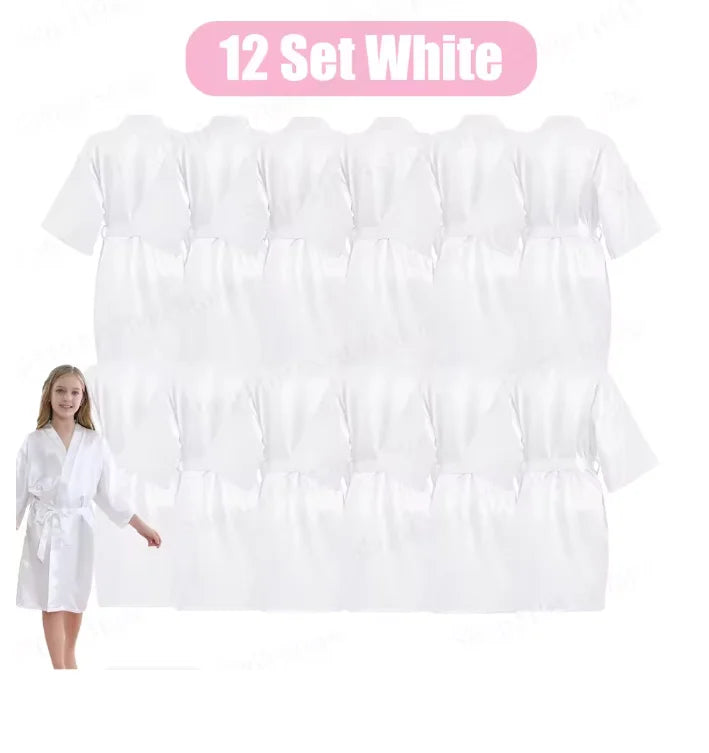 6-15Pcs Multicolors Spa Robes for Girls Spa Birthday Kimono for Girls Soft Silk Satin Slumber Sleepover Pyjama Party Supplies