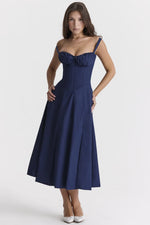 Sexy Low Cut Spaghetti Strap Maxi Dresses For Women Color Flower Printed Chest Wrap Bowknot Leace-up Long Dress Elegant Vestidos
