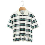 Foridol Burgundy Striped Casual Women T-shirt Summer Loose Polo Shirts Buttons New Female Tops Blouse White Tops Spring Shirt