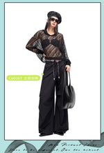 Lazy sun protection long-sleeved T-shirt summer pure lust hottie thin loose air-conditioned blouse hollow top