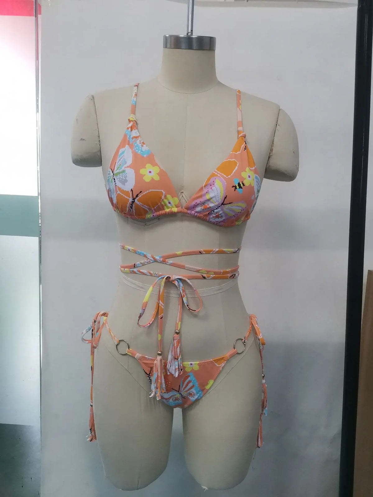 Print Triangle Bikini Set Women Split Swimwear Sexy Bandage Design Micro Bikini Beachwear Summer New Lady Swimming Bathing Suit