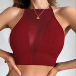 New Sexy Mesh Camisole Crop Top Corset Ribbed Backless Underwear Hot Fashion Women Casual BrassiereTank Top Bralette Lingerie