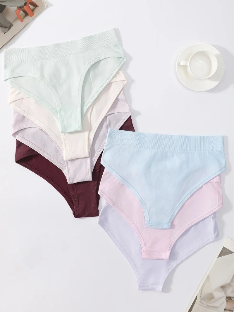 5Pcs/Set High Rise Women Panties Briefs Female Underpants Solid Color Seamless Underwear S-XXXL Sexy Lingerie Intimates