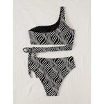 Sexy High Waisted Bikini 2025 Mujer Women's Swimsuit Separate Beach Wear One Shoulder Bathing Suit Padded Swimwear Black Biquini