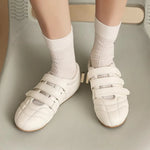 Brand Designer Comfy Walking Cream Flat Sneakers Fashion Leisure Silver Casual Shoes Women Flats Chic Black Hook&Loop Mary Janes