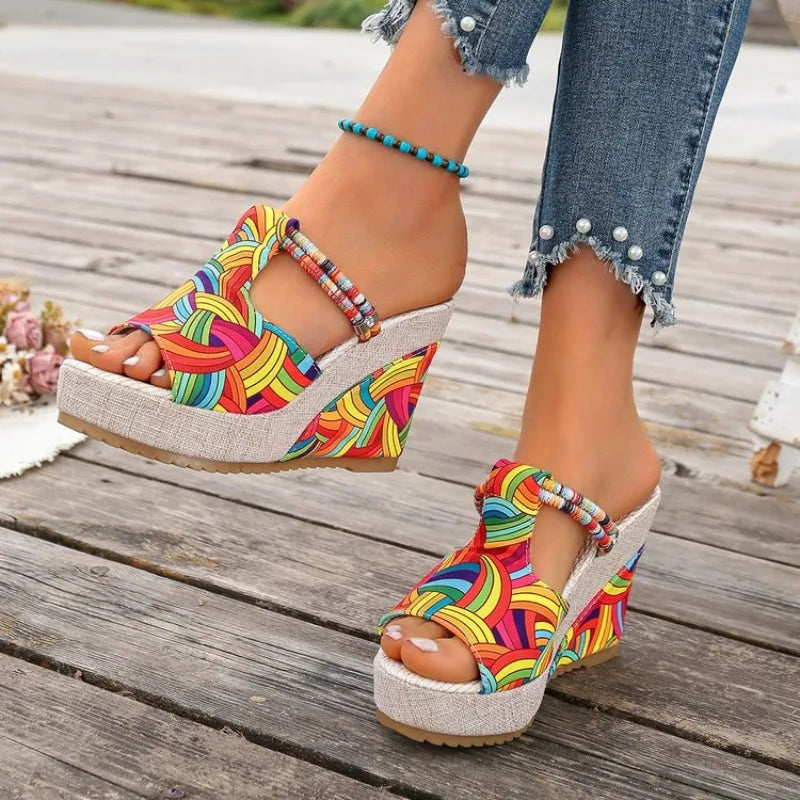 Summer New Round Toe Comfortable Temperament Casual Slippers for Women Fashionable Elegant Sexy Banquet High Heel Slippers