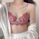 Push Up Bra SetFrench Lace Underwire Comfortable Luxury Breathable Brief Sets Lightweight Bow Semi Transparent Lingerie Set