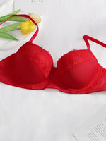 Hot selling Sexy Women's New Year bra lace gathering big red festive hot sexy lingerie Push Up brassiere J2475