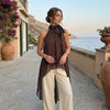 Women’s Solid Color Halter Neck Long Tops Summer Fashionable Dot Print Backless Going Out Vest