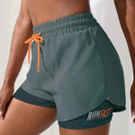 Women's High Rise Yoga Shorts With Elastic Proximity Control Running Shorts, Fake Two Pieces Pants