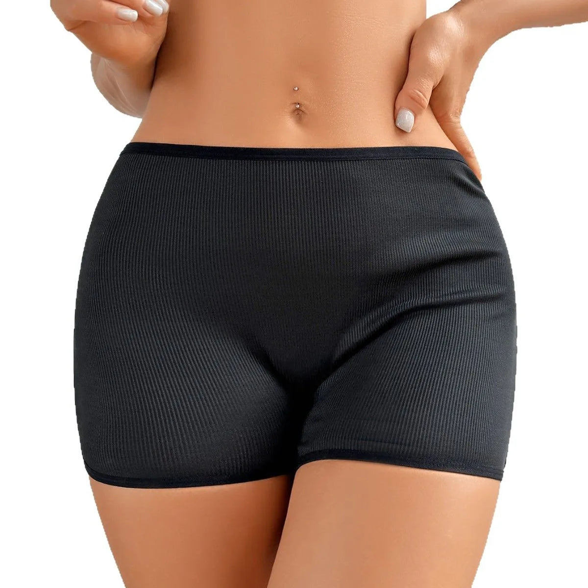 Women's Mid-Rise Panty Tummy Control Boyshort Butt-Lifting Mesh Panel Textured Underpant Hollow Out Breathable Shaping Underwear
