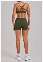 Women's Nude Yoga Sets Sports Cross Beauty Back Bra Hip-lifting Slim Fit Shorts Suits Running Fitness Workout Gym Sets